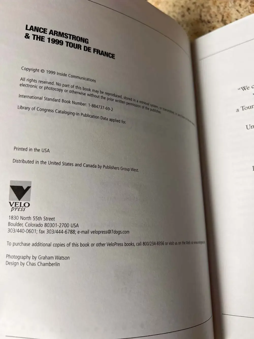Lance Armstrong & The 1999 Tour de France by John Wilcockson and Charles Pelkey